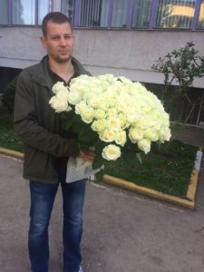 большой букет белых роз фото